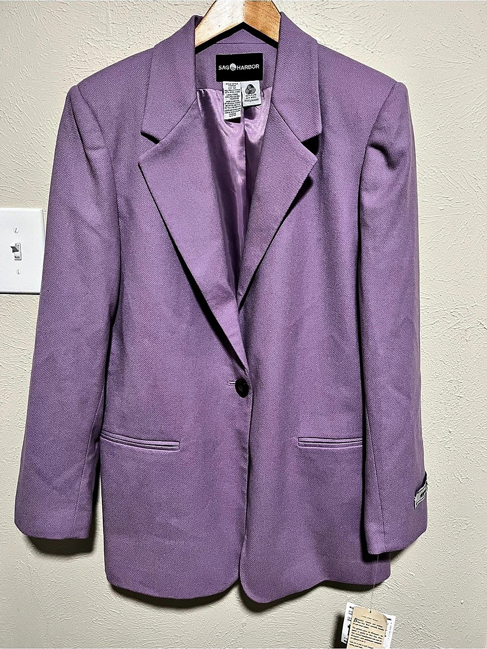 Sag Harbor Pure New Wool Blazer in Purple Size 12 NWT